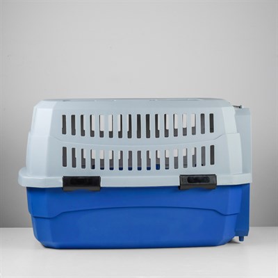 Переноска пластиковая 68 х 49 х 37, серо-синяя - фото 2023251