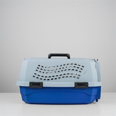 Переноска пластиковая с откидной крышей, 46 х 30 х 26, сине-серый - фото 2023261
