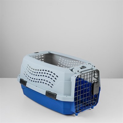 Переноска пластиковая с откидной крышей, 46 х 30 х 26, сине-серый - фото 2023262