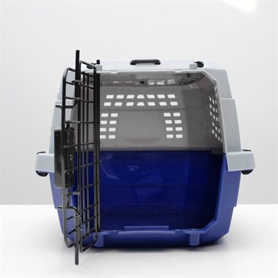 Переноска пластиковая с откидной крышей, 46 х 30 х 26, сине-серый - фото 2023264