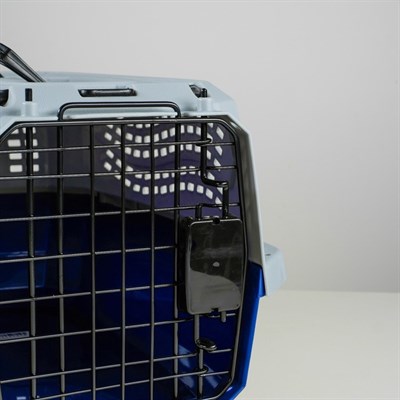 Переноска пластиковая с откидной крышей, 46 х 30 х 26, сине-серый - фото 2023265