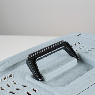 Переноска пластиковая с откидной крышей, 46 х 30 х 26, сине-серый - фото 2023267