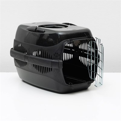 Переноска для животных до 9 кг "Пижон", металлическая дверь, 43 х 29 х 27,5 см, чёрная - фото 2023274