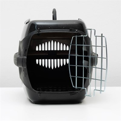 Переноска для животных до 9 кг "Пижон", металлическая дверь, 43 х 29 х 27,5 см, чёрная - фото 2023278