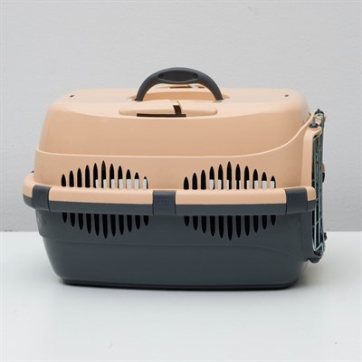 Переноска для животных до 9 кг "Пижон", металлическая дверь, 43 х 29 х 27,5 см, бежево-серая - фото 2023281