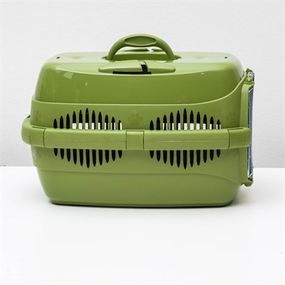 Переноска для животных до 9 кг "Пижон", металлическая дверь, 43 х 29 х 27,5 см, оливковая - фото 2023298