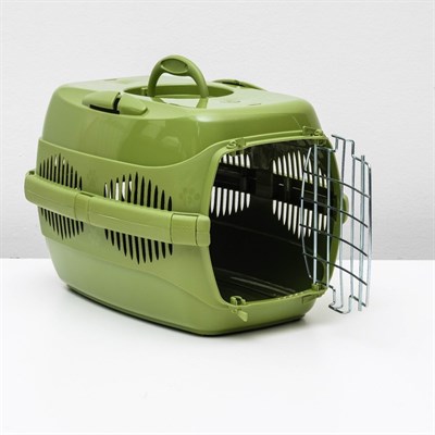 Переноска для животных до 9 кг "Пижон", металлическая дверь, 43 х 29 х 27,5 см, оливковая - фото 2023300