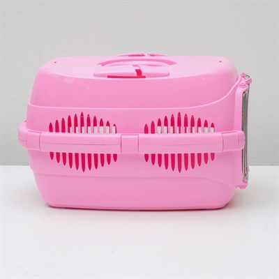 Переноска для животных до 9 кг "Пижон", металлическая дверь, 43 х 29 х 27,5 см, розовая - фото 2023323