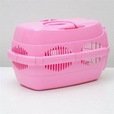 Переноска для животных до 9 кг "Пижон", металлическая дверь, 43 х 29 х 27,5 см, розовая - фото 2023324