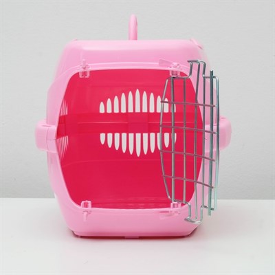 Переноска для животных до 9 кг "Пижон", металлическая дверь, 43 х 29 х 27,5 см, розовая - фото 2023329