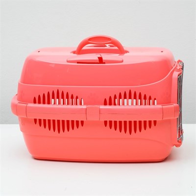 Переноска для животных до 9 кг "Пижон", металлическая дверь, 43 х 29 х 27,5 см, коралловая - фото 2023331