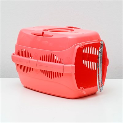 Переноска для животных до 9 кг "Пижон", металлическая дверь, 43 х 29 х 27,5 см, коралловая - фото 2023333
