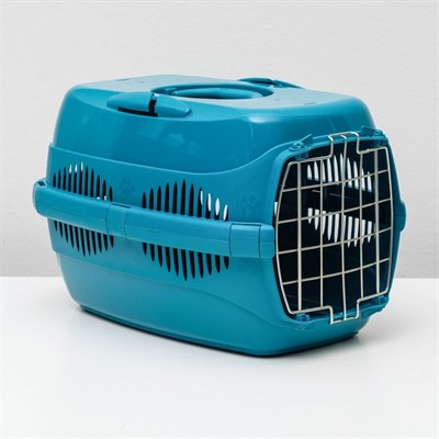 Переноска для животных до 9 кг "Пижон", металлическая дверь, 43 х 29 х 27,5 см, изумрудная - фото 2023341