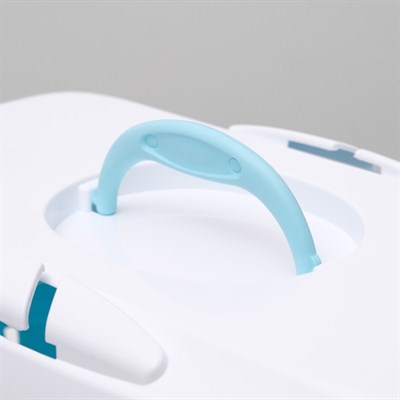 Переноска для животных до 12 кг "Пижон" 49х33х32см, металлическая дверь, бело-голубая - фото 2023422