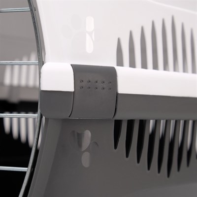 Переноска для животных до 12 кг "Пижон" 49х33х32см, металлическая дверь, бело-серая - фото 2023430