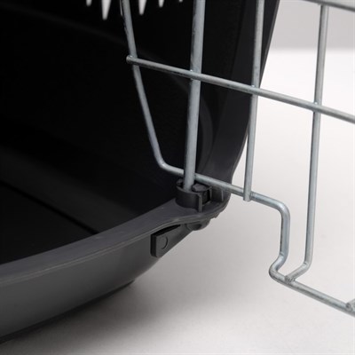 Переноска для животных до 12 кг "Пижон" 49х33х32см, металлическая дверь, бело-серая - фото 2023433