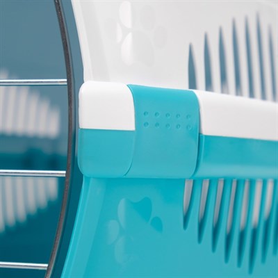 Переноска для животных до 12 кг "Пижон" 49х33х32см, металлическая дверь, бело-бирюзовая - фото 2023442