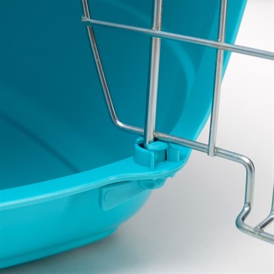 Переноска для животных до 12 кг "Пижон" 49х33х32см, металлическая дверь, бело-бирюзовая - фото 2023443