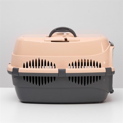Переноска для животных до 12 кг "Пижон" 49х33х32см, металлическая дверь, бежево-серая - фото 2023448