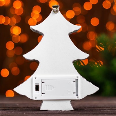 Новогодний декор с подсветкой "Ёлка" серебро 4,5×13×15,5 см - фото 2028722