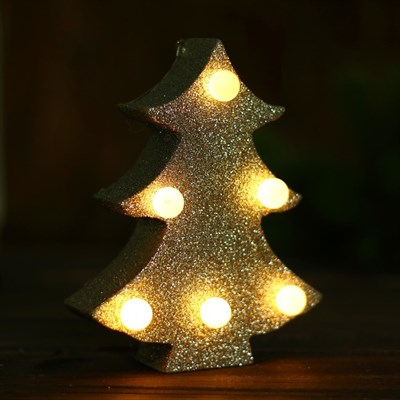 Новогодний декор с подсветкой "Ёлка" золото 4,5×13×15,5 см - фото 2028724