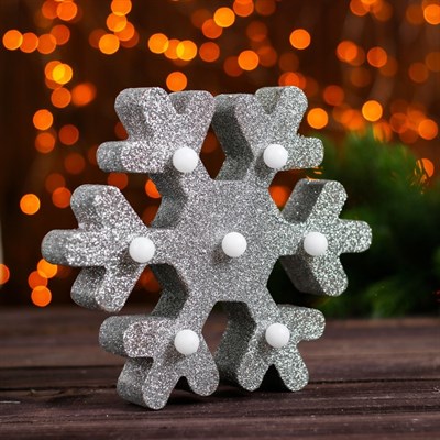 Новогодний декор с подсветкой "Снежинка" серебро 4,5×21×21 см - фото 2028726