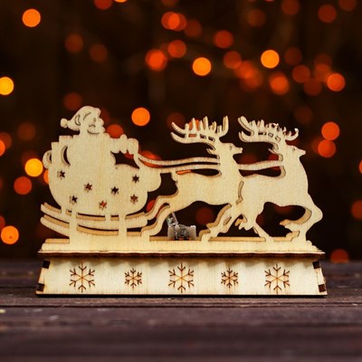 Новогодний декор с подсветкой "Упряжка" 9,5×5×14 см - фото 2028733