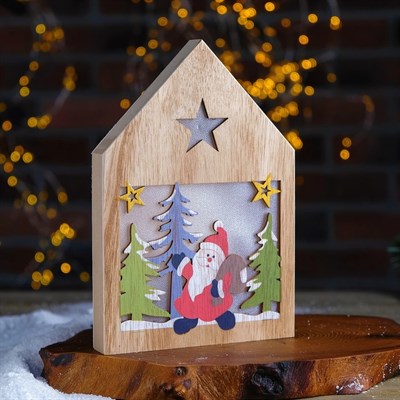 Декор с подсветкой "Дед мороз с подарками" 2,2х15,5х22 см - фото 2028743