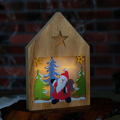 Декор с подсветкой "Дед мороз с подарками" 2,2х15,5х22 см - фото 2028744