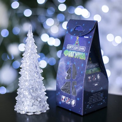 Игрушка световая "Ёлочка" (батарейки в комплекте) 18 см, 1 LED, RGB, прозрачная - фото 2028794