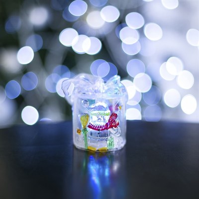 Игрушка световая "Подарок со снеговиком" (батарейки в комплекте), 1 LED, RGB - фото 2028804