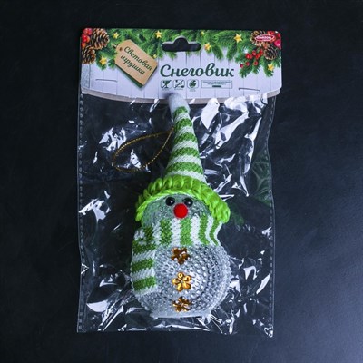 Игрушка световая "Снеговик" (батарейки в комплекте) 5х13 см, 1 LED, ЗЕЛЁНЫЙ - фото 2028814