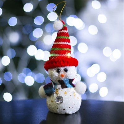 Игрушка световая "Снеговик в красной в шапочке", 6х17 см, 1 LED, КРАСНЫЙ - фото 2028816