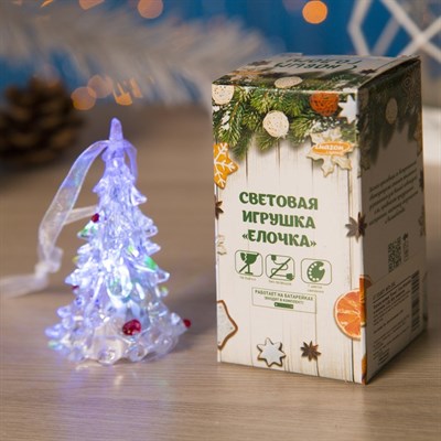 Игрушка световая "Ёлочка" , 8 см, батарейки в комплекте, 1 LED, RGB, прозрачная - фото 2028824