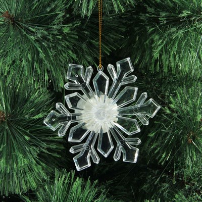 Игрушка световая "Снежинка ледяная" (батарейки в комплекте) на подставке и присоске 10 см - фото 2028865