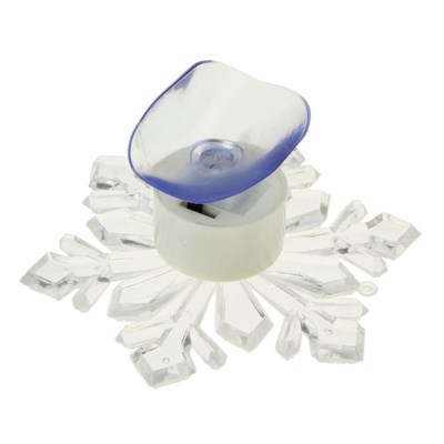 Игрушка световая "Снежинка ледяная" (батарейки в комплекте) на подставке и присоске 10 см - фото 2028867