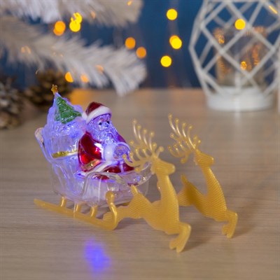 Игрушка световая "Дед мороз и сани" (батарейки в комплекте) 1 LED, RGB - фото 2028882