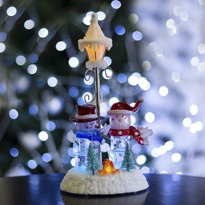 Игрушка световая "Фонарь и два снеговика" (батарейки не в комплекте) 4 LED - фото 2028886