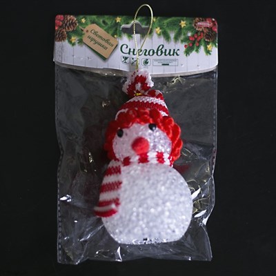 Игрушка световая "Снеговик" (батарейки в комплекте) 6х13 см, 1 LED RGB, КРАСНЫЙ - фото 2028896