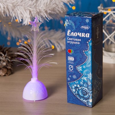 Игрушка световая "Ёлочка" (батарейки в комплекте) 14 см, 1 LED, RGB, белая - фото 2028904