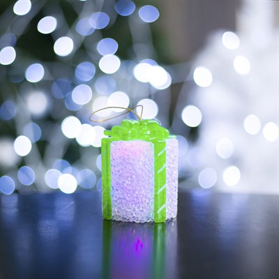 Игрушка световая "Подарок" (батарейки в комплекте) 7 х 8,5 см, 1 LED, RGB, БЕЛЫЙ - фото 2028921