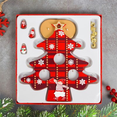 Новогодний сувенир "Ёлочка с подстветкой", красная - фото 2028934