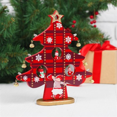 Новогодний сувенир "Ёлочка с подстветкой", красная - фото 2028935