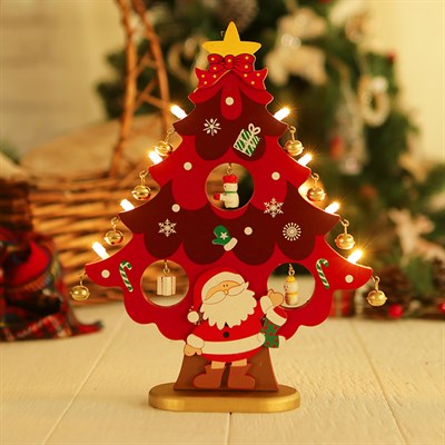 Новогодний сувенир "Ёлочка с фонариками", красная - фото 2028947