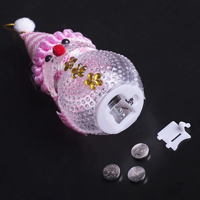 Игрушка световая "Снеговик" (батарейки в комплекте) 5х13 см, 1 LED RGB, РОЗОВЫЙ - фото 2028962