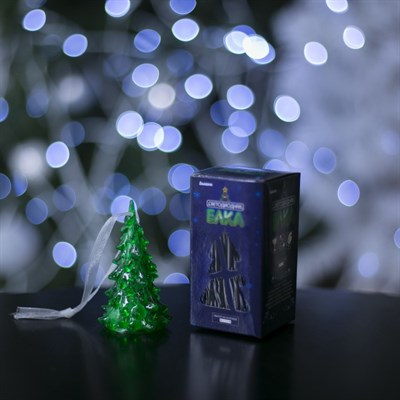Игрушка световая "Ёлочка" (батарейки в комплекте) 8 см, 1 LED, RGB, ЗЕЛЁНАЯ - фото 2028971