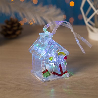 Игрушка световая "Домик деда Мороза" (батарейки в комплекте) 1 LED, RGB - фото 2028984