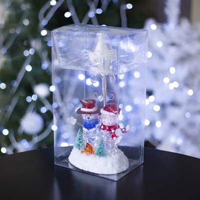 Игрушка световая "Фонарь и два снеговика" (батарейки не в комплекте) 4 LED - фото 2028989