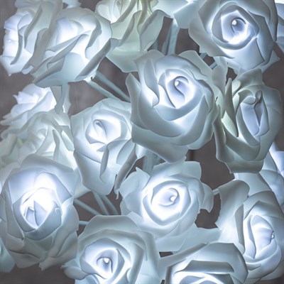 Светодиодный куст 0.45 м, "Розы белые", 24 LED, 220V, БЕЛЫЙ - фото 2029050