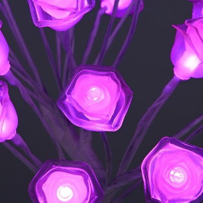 Светодиодный куст улич. 0,45 м, "Розы", 28 LED, 220V, РОЗОВЫЙ - фото 2029061